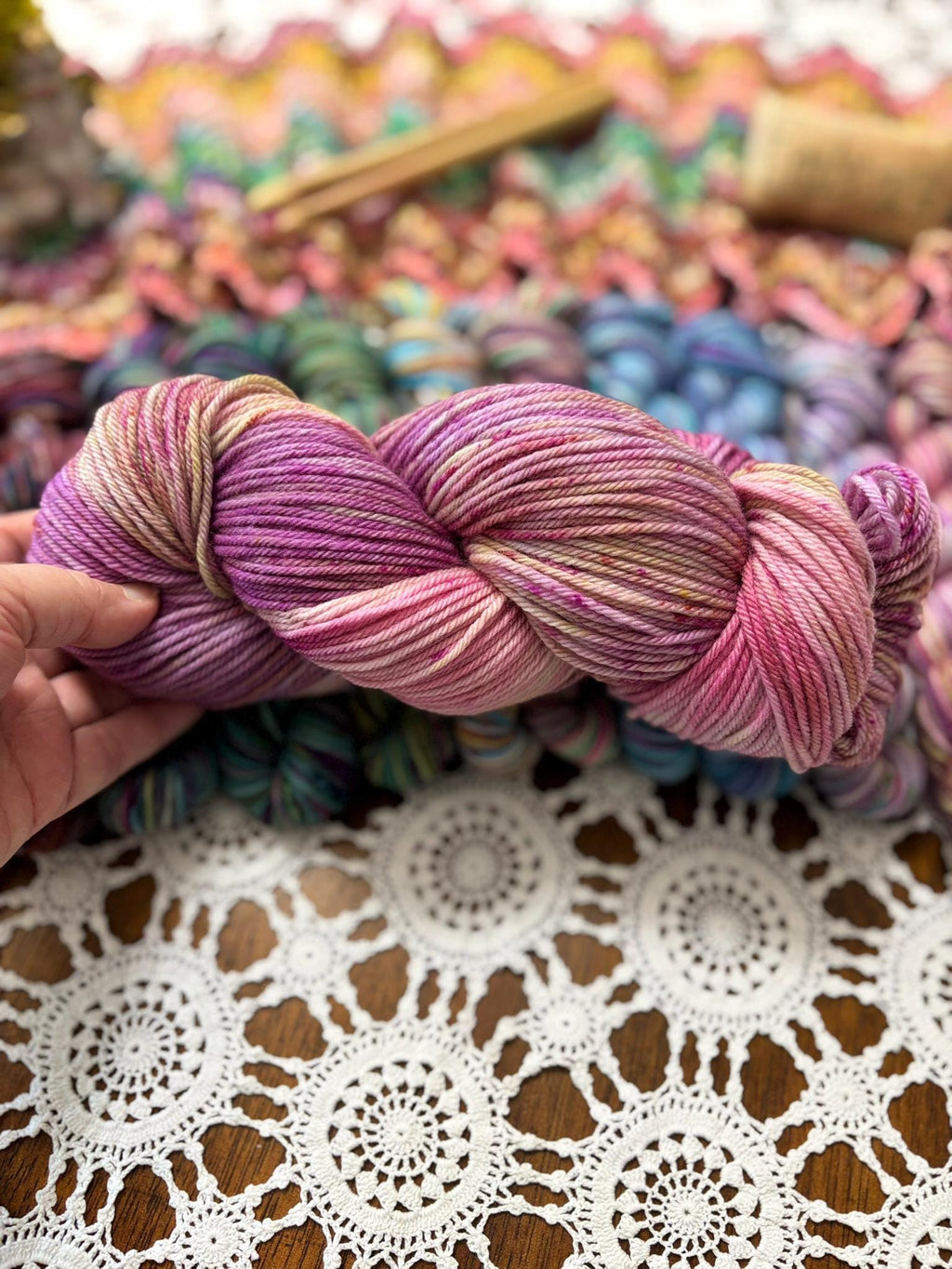 Mermaids Keep Deluxe Pack – 12 Mini Skeins + 100g Skein Hand Dyed Merino, 8ply, 752m, 75% Merino 25% Recycled Nylon