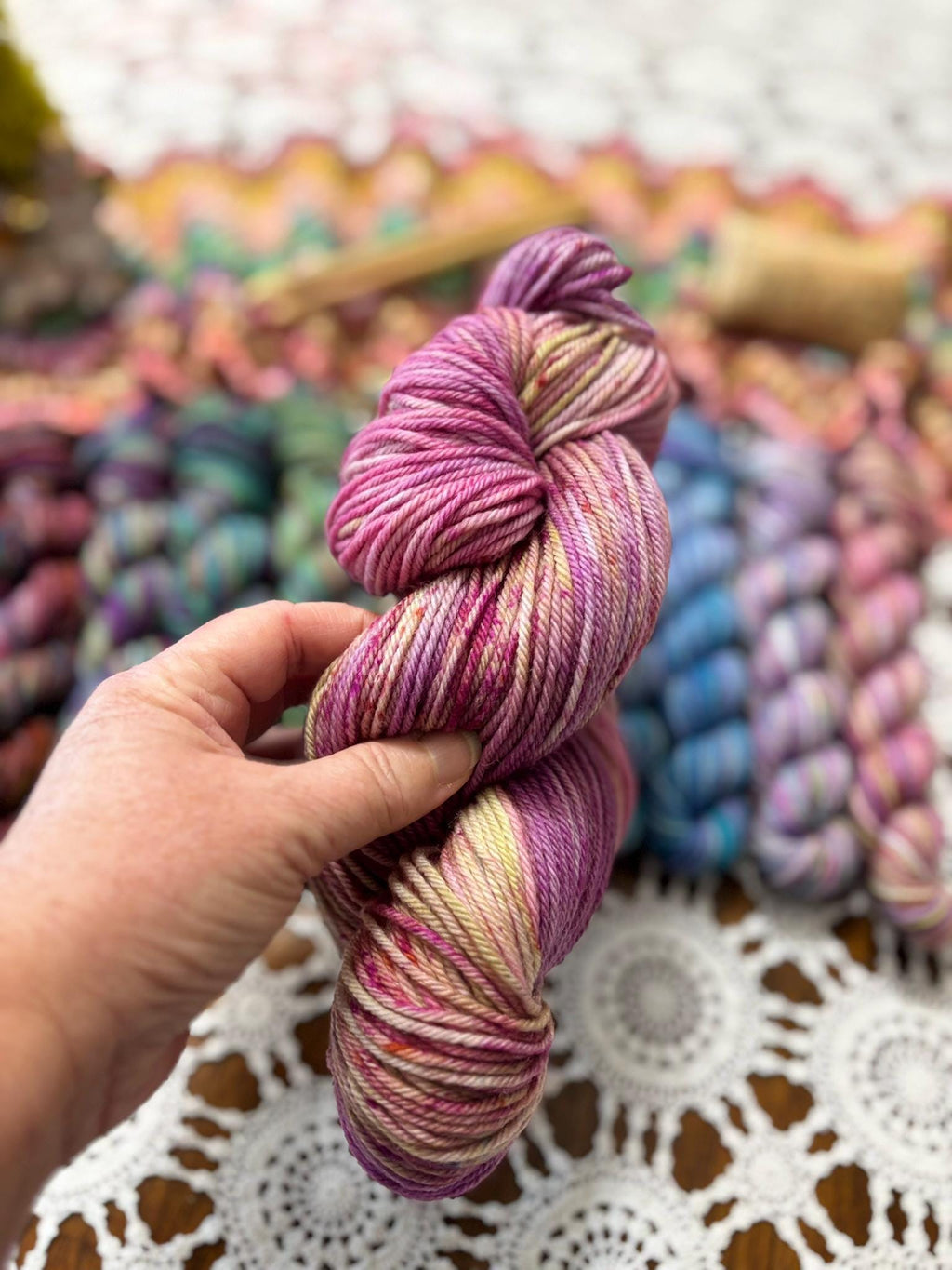 Mermaids Keep Deluxe Pack – 12 Mini Skeins + 100g Skein Hand Dyed Merino, 8ply, 752m, 75% Merino 25% Recycled Nylon