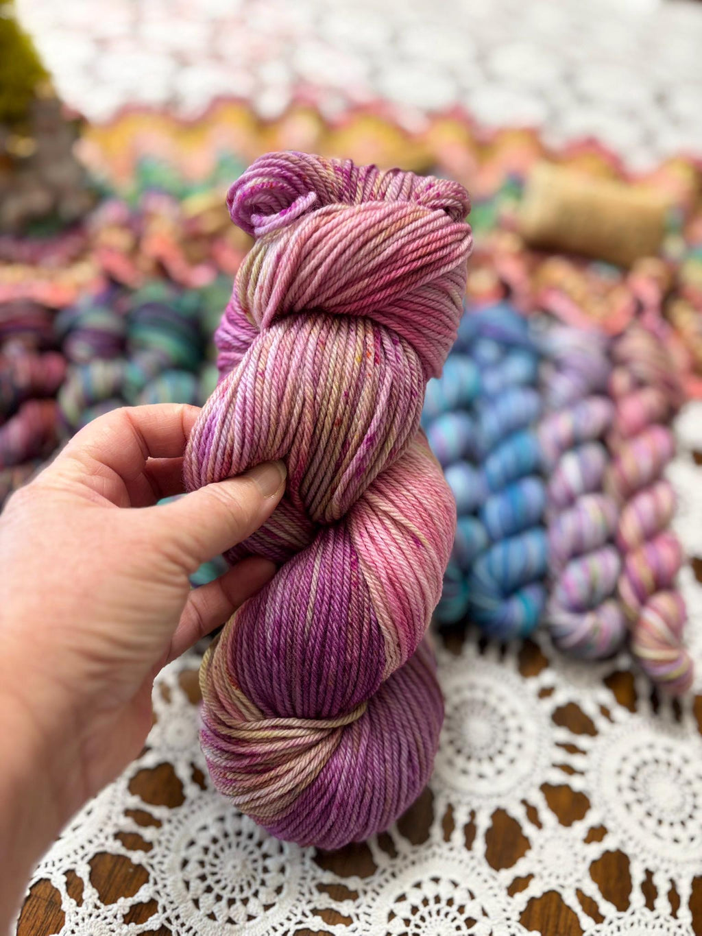 Mermaids Keep Deluxe Pack – 12 Mini Skeins + 100g Skein Hand Dyed Merino, 8ply, 752m, 75% Merino 25% Recycled Nylon