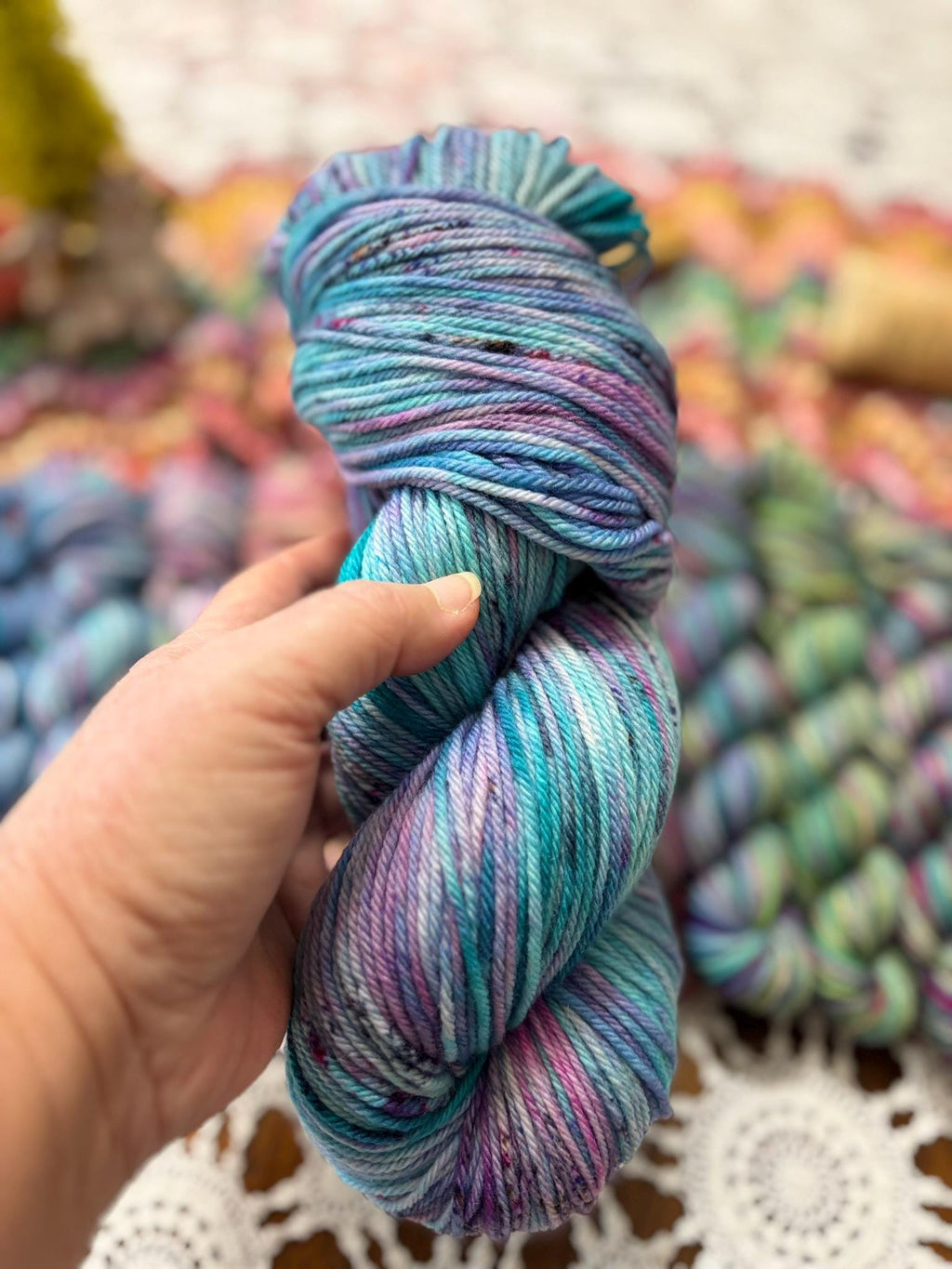 Mermaids Keep Deluxe Pack – 12 Mini Skeins + 100g Skein Hand Dyed Merino, 8ply, 752m, 75% Merino 25% Recycled Nylon