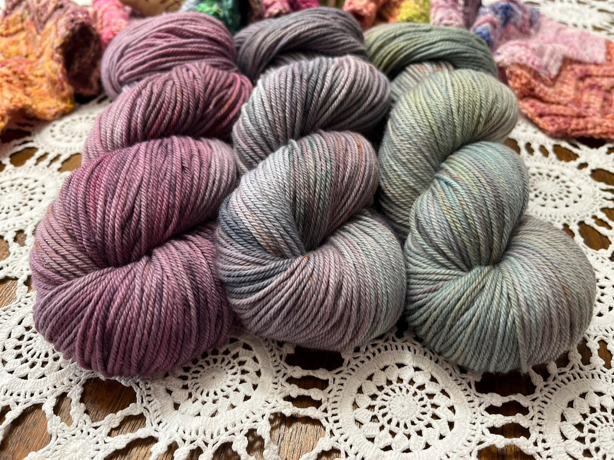 Mermaids Keep Fade Pack – 3 x 100g Skeins Hand Dyed Merino Yarn, 8ply, 675m, 75% Merino 25% Nylon