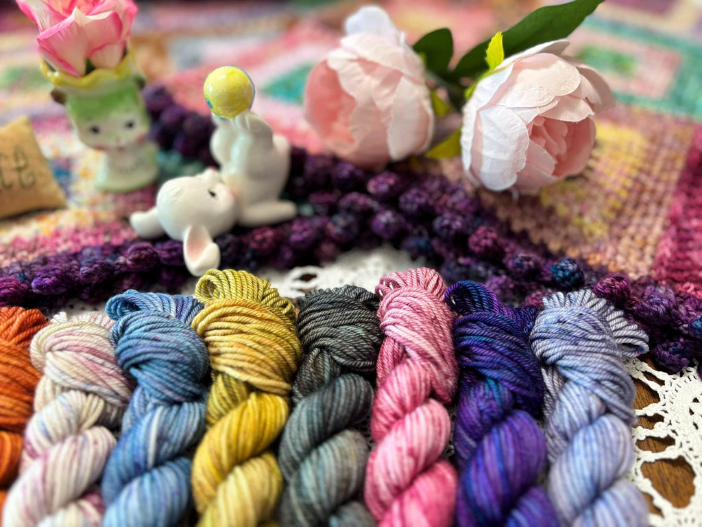 Hallowed Deluxe Blanket Bits Pack – 12 Mini Skeins + 100g Skein Hand Dyed Merino, 8ply, 752m, 75% Merino 25% Nylon