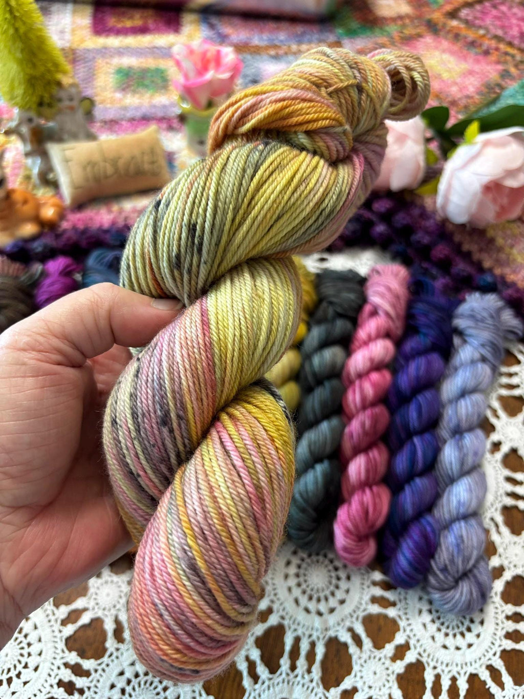 Hallowed Deluxe Blanket Bits Pack – 12 Mini Skeins + 100g Skein Hand Dyed Merino, 8ply, 752m, 75% Merino 25% Nylon