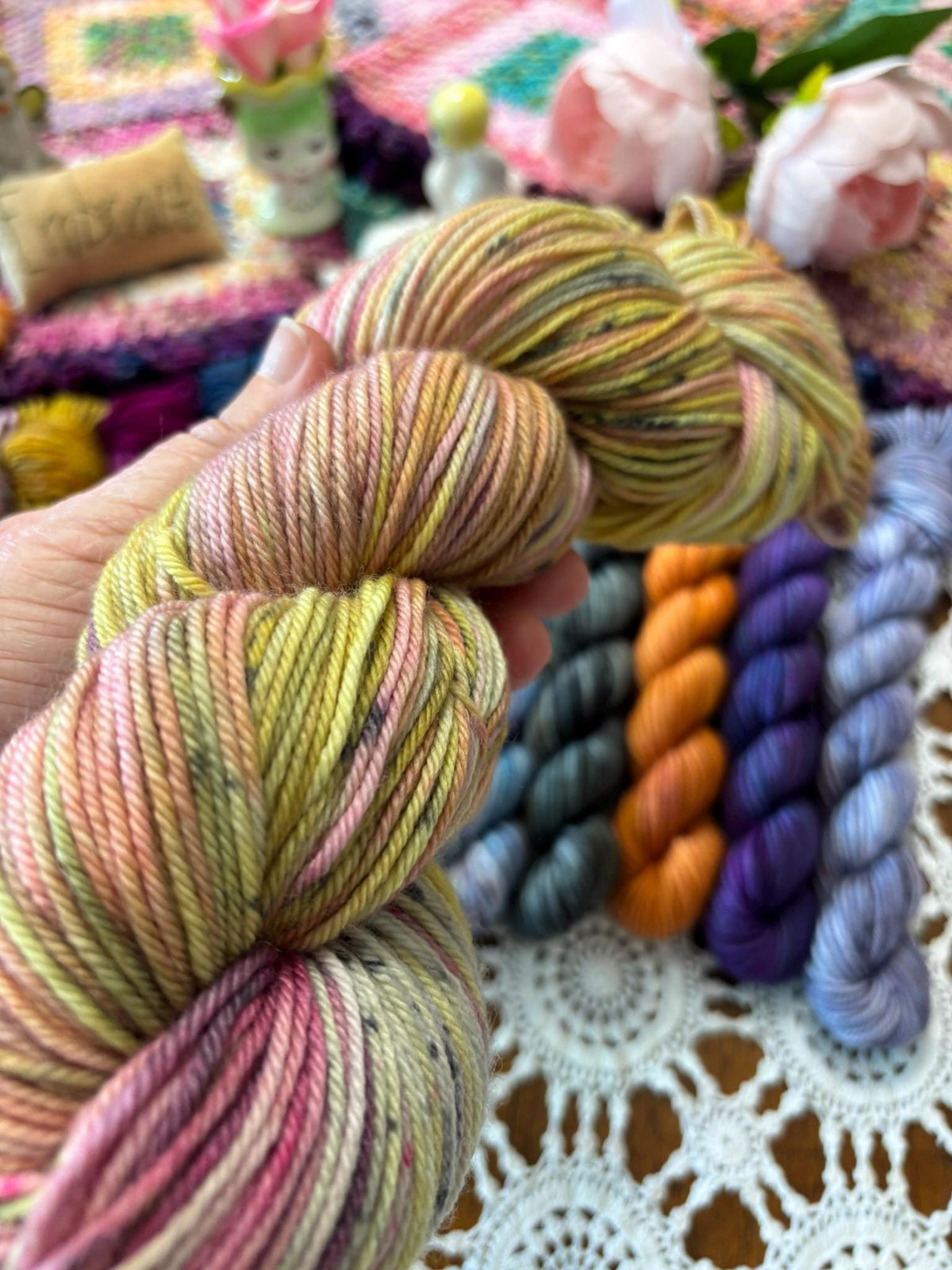 Hallowed Deluxe Blanket Bits Pack – 12 Mini Skeins + 100g Skein Hand Dyed Merino, 8ply, 752m, 75% Merino 25% Nylon