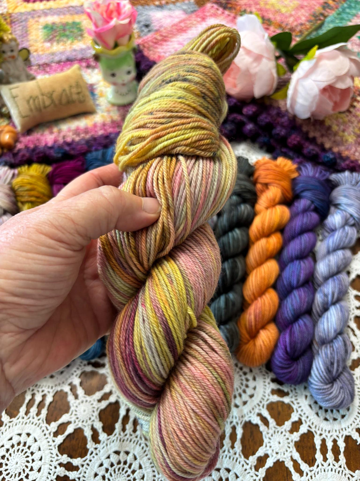 Hallowed Deluxe Blanket Bits Pack – 12 Mini Skeins + 100g Skein Hand Dyed Merino, 8ply, 752m, 75% Merino 25% Nylon