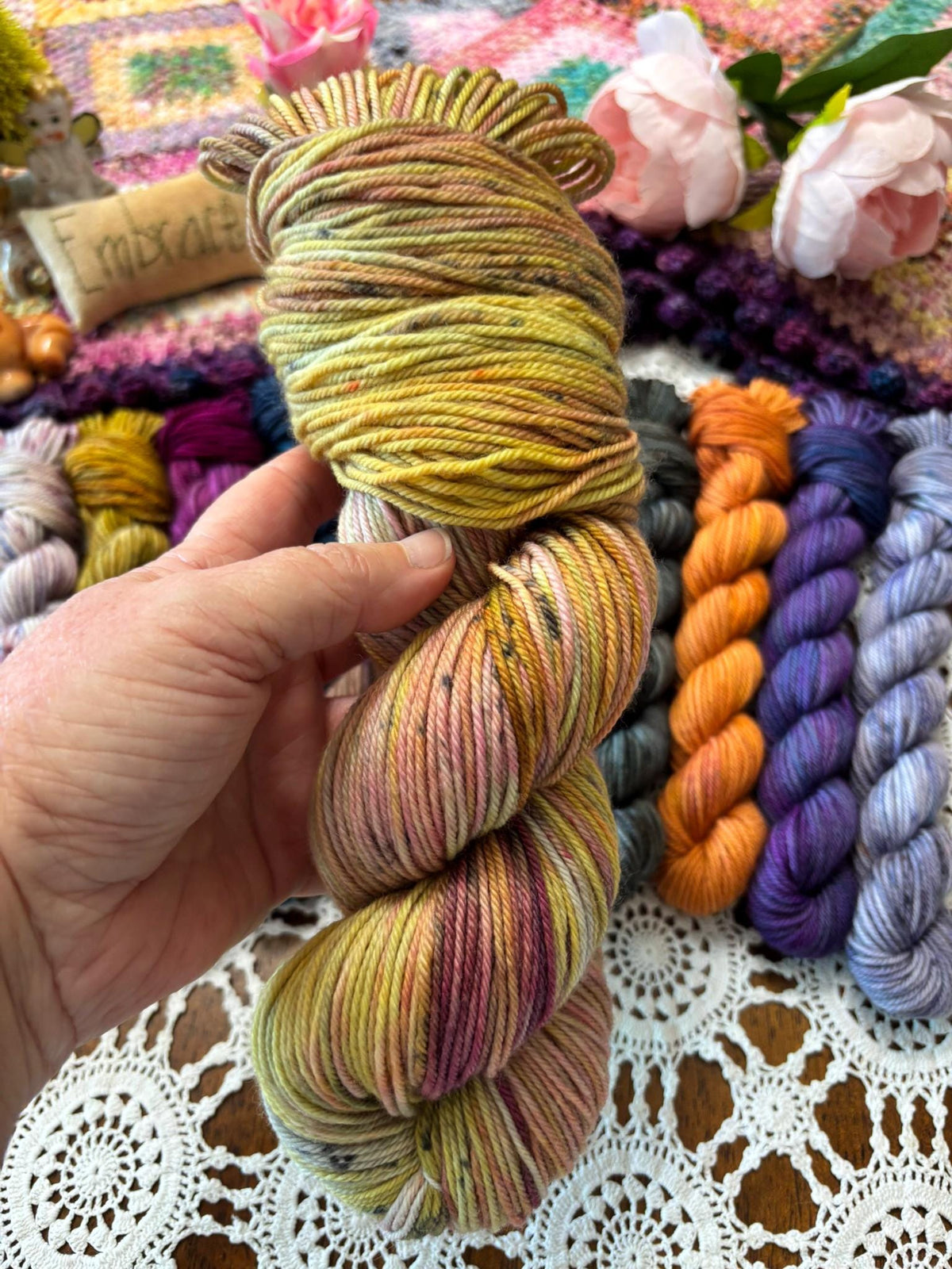 Hallowed Deluxe Blanket Bits Pack – 12 Mini Skeins + 100g Skein Hand Dyed Merino, 8ply, 752m, 75% Merino 25% Nylon