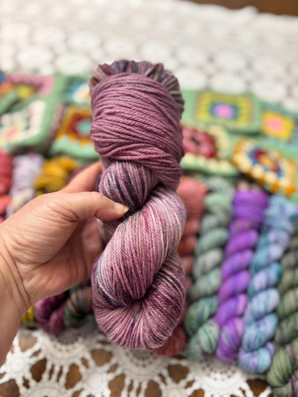 Colour Pop Blanket Bits Deluxe Pack – 15 Mini Skeins + 100g Skein Hand Dyed Merino, 8ply, 910m, 75% Merino 25% Nylon
