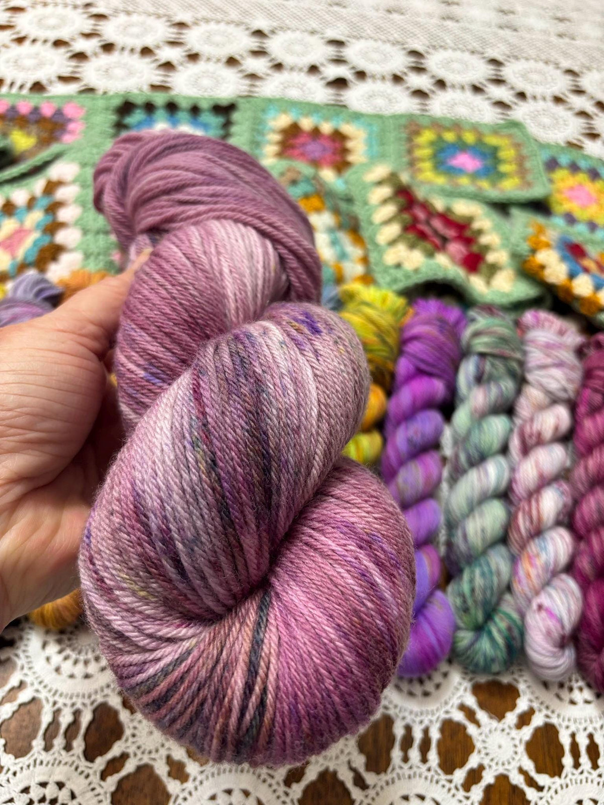 Colour Pop Blanket Bits Deluxe Pack – 15 Mini Skeins + 100g Skein Hand Dyed Merino, 8ply, 910m, 75% Merino 25% Nylon