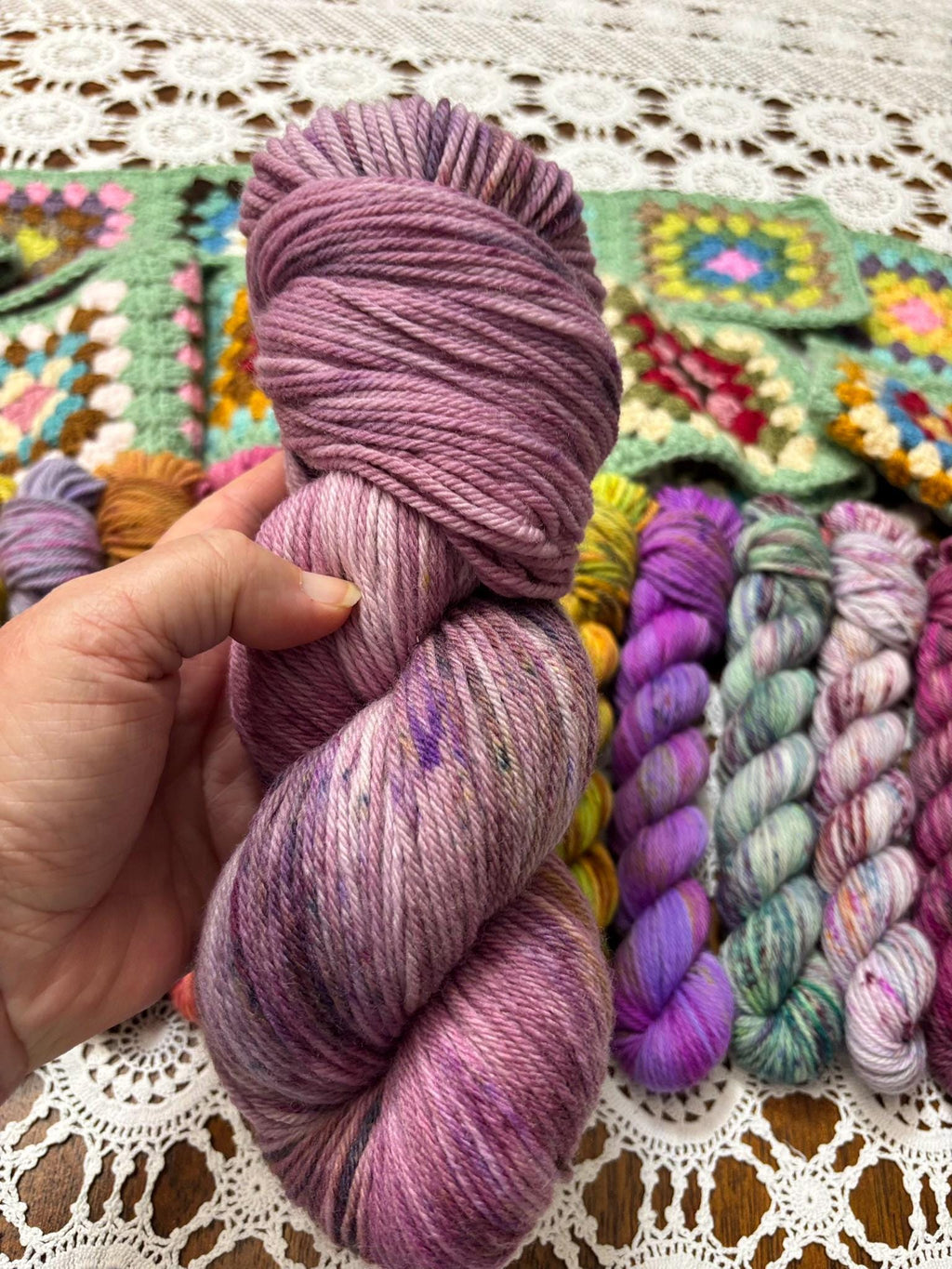 Colour Pop Blanket Bits Deluxe Pack – 15 Mini Skeins + 100g Skein Hand Dyed Merino, 8ply, 910m, 75% Merino 25% Nylon