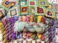 Colour Pop Blanket Bits Deluxe Pack – 15 Mini Skeins + 100g Skein Hand Dyed Merino, 8ply, 910m, 75% Merino 25% Nylon