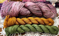 Silly Socks Set 02 Faded Pink/Green – 2 Mini Skeins + 1 x 100g Skein Hand Dyed Merino, 8ply, 75% Merino 25% Nylon