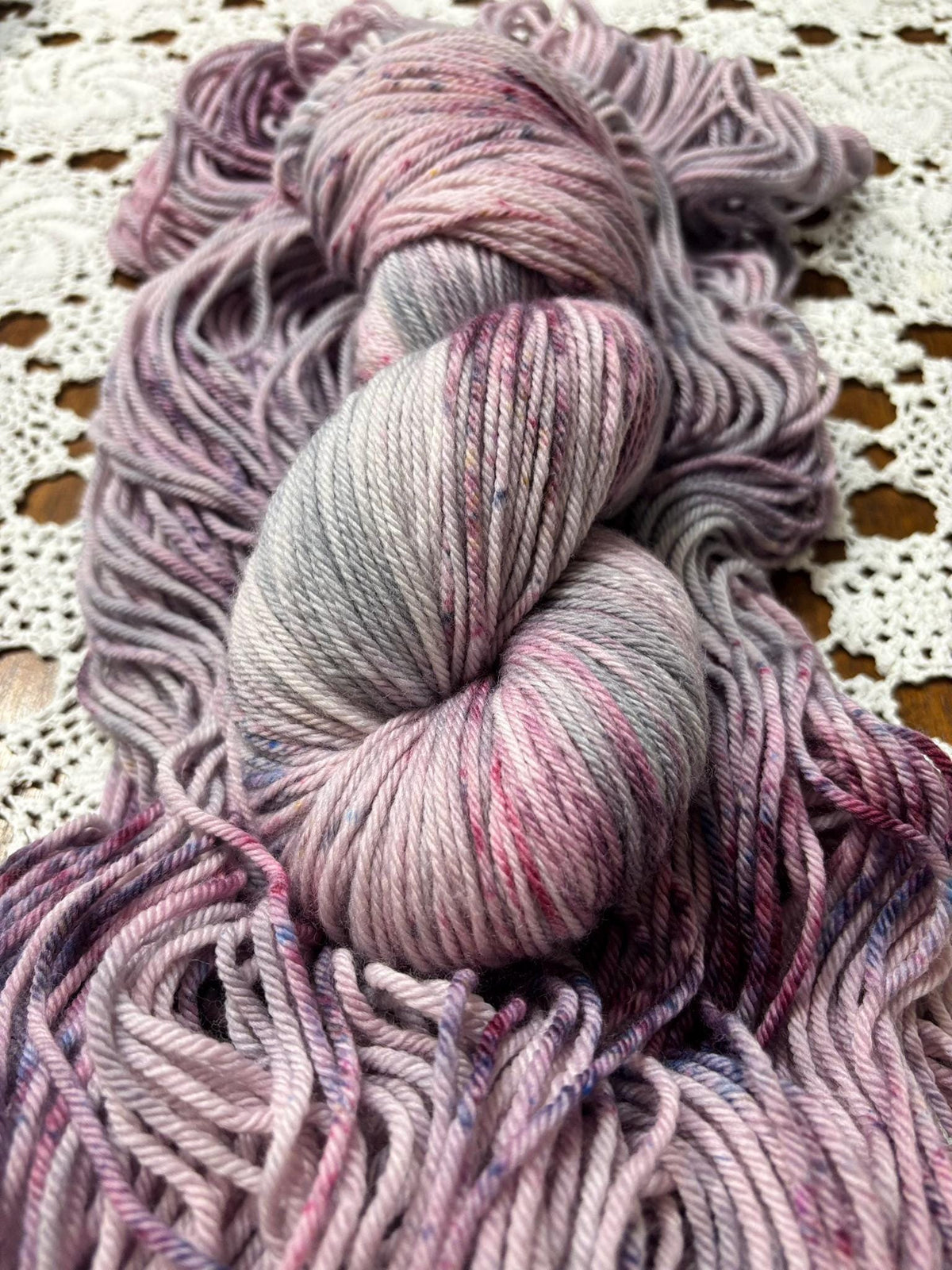 Lady Grey – 1 x 100g Skein Hand Dyed Merino Yarn, 8ply, 225m, 75% Merino 25% Nylon