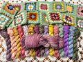 Colour Pop Blanket Bits Deluxe Pack – 15 Mini Skeins + 100g Skein Hand Dyed Merino, 8ply, 910m, 75% Merino 25% Nylon