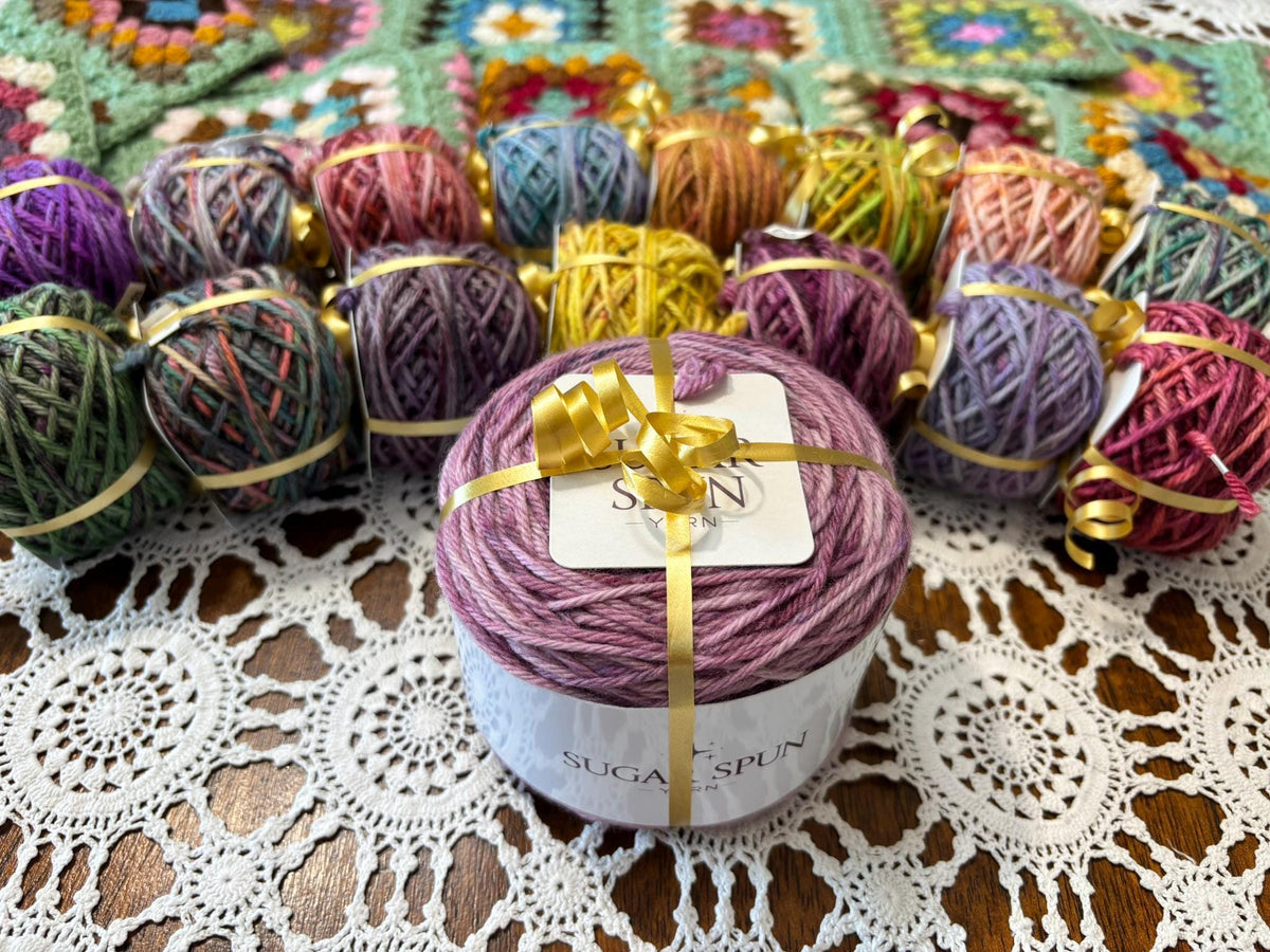 Colour Pop Blanket Bits Deluxe Cake Pack – 15 Mini Skeins + 100g Skein Hand Dyed Merino, 8ply, 910m, 75% Merino 25% Nylon