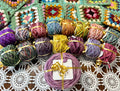 Colour Pop Blanket Bits Deluxe Cake Pack – 15 Mini Skeins + 100g Skein Hand Dyed Merino, 8ply, 910m, 75% Merino 25% Nylon