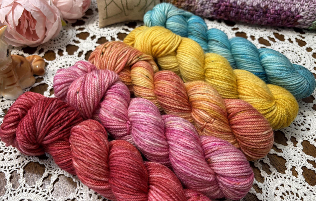 Lolly Bags – 5 x 50g Skeins Hand Dyed Pure Merino Yarn, 8ply, 100% Superwash Merino